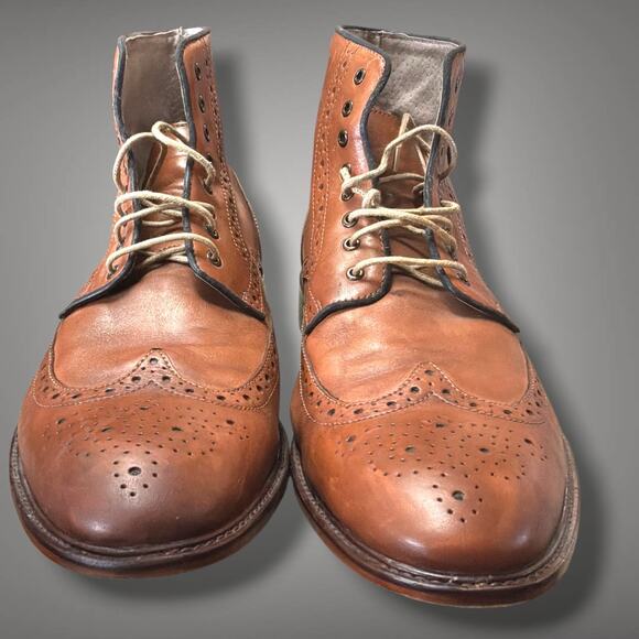 Men\'s Sz 12 JOSEPH ABBOUD Brown Leather Wingtip Brogue Boots Excellent Condition main image 8